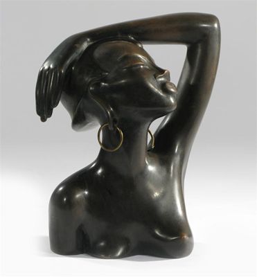 Appraisal: An Anzenbruber Austrian bronze patinated pottery bust of a woman