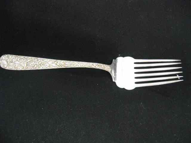 Appraisal: S Kirk Son Repousse' Sterling Buffet Fork early scarce six