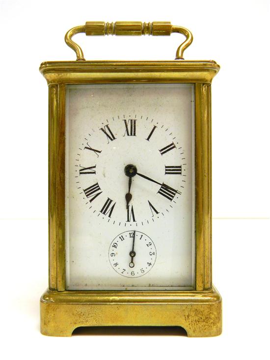 Appraisal: Carriage clock brass and glass enamel dial surface wear ''