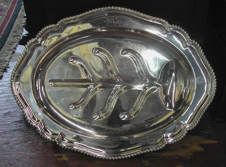 Appraisal: Good English Silverplate Footed Well-and-Tree Roasted Meats Platter first quarter