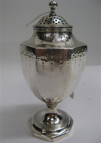 Appraisal: LONDON ENGLAND STERLING SILVER PEPPER POT on pedestal base engraved