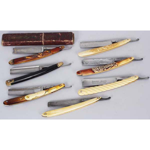 Appraisal: Group of straight razors Group of straight razors including a