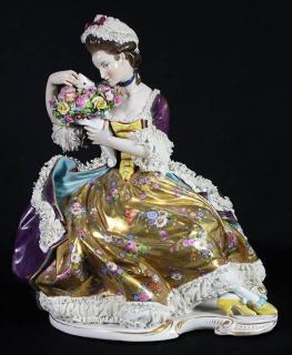 Appraisal: Monumental German crinoline figure Monumental German crinoline figure possibly Dresden