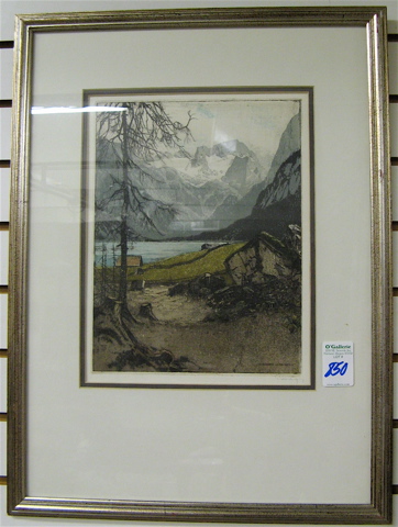 Appraisal: JOSEF EIDENBERGER AQUATINT ETCHING Austria - Entitled Gosausee Mir Dachstein