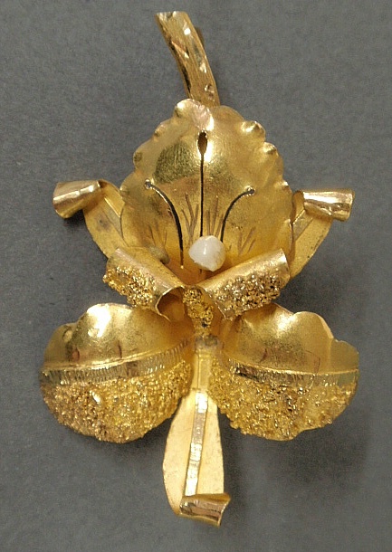 Appraisal: - Ladies k yg orchid form brooch -