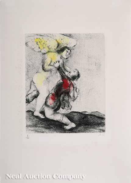 Appraisal: Marc Chagall Russian French - Jacob Wrestles with the Angel