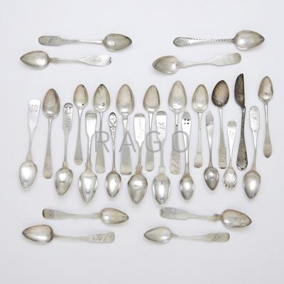 Appraisal: FIFTY-ONE AMERICAN COIN SILVER SPOONS tsp Wm Miller tsp J