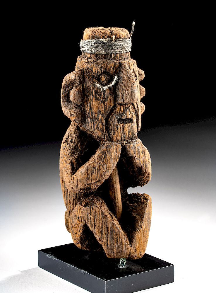 Appraisal: Chancay Wood Textile Figure of an Ancestor Pre-Columbian Central Coast