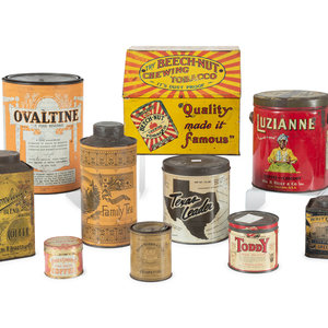 Appraisal: Ten Beverage and Tobacco Advertising Tins Early th Century includes