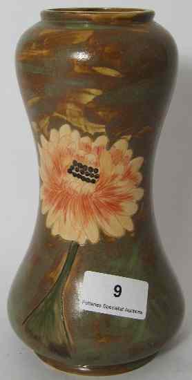 Appraisal: Burslem Pottery Stoneware Trial Vase decorated with Flowers on brown