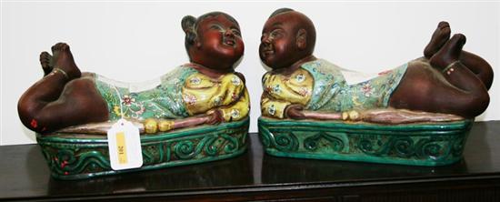 Appraisal: Pair Chinese porcelain figural pillows