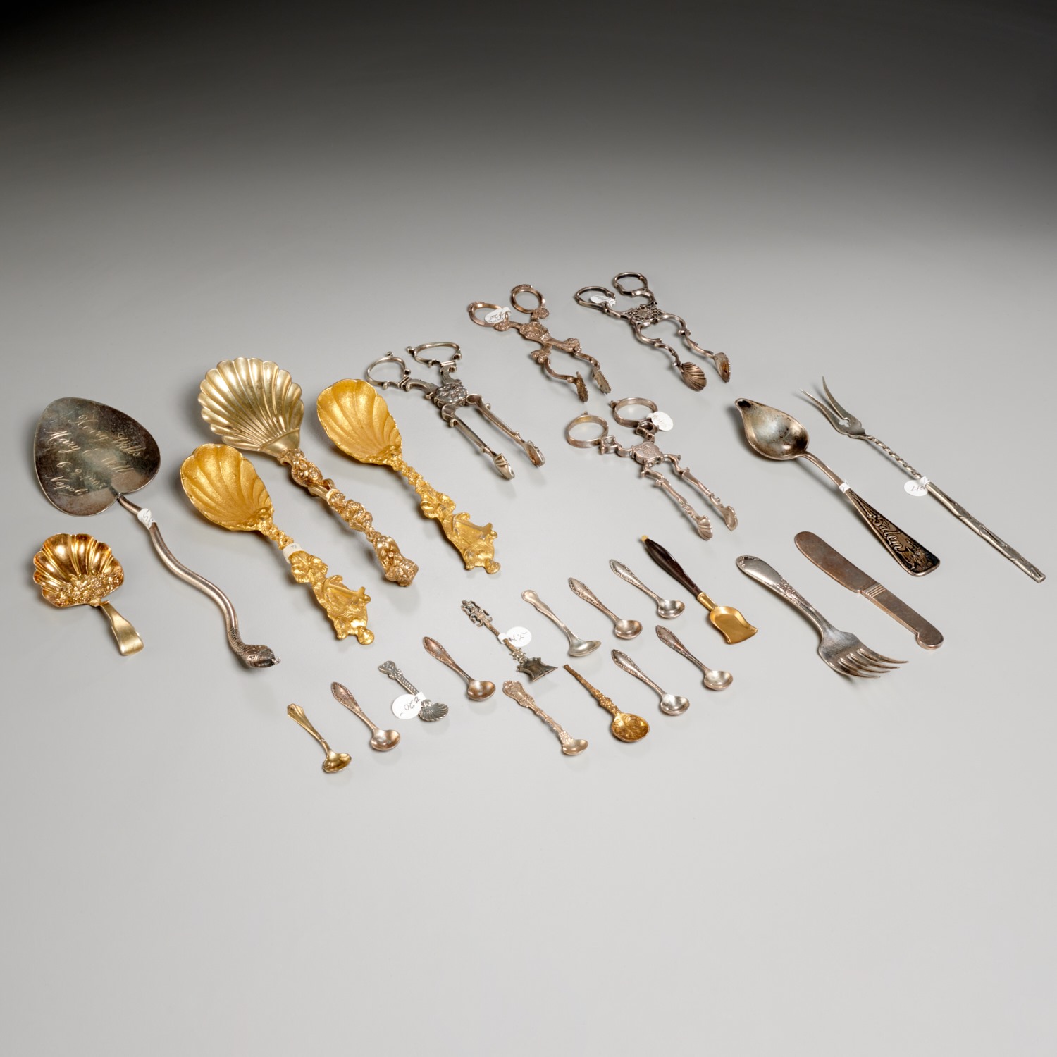 Appraisal: GROUP ASSORTED ANTIQUE SILVER UTENSILS th and th c various