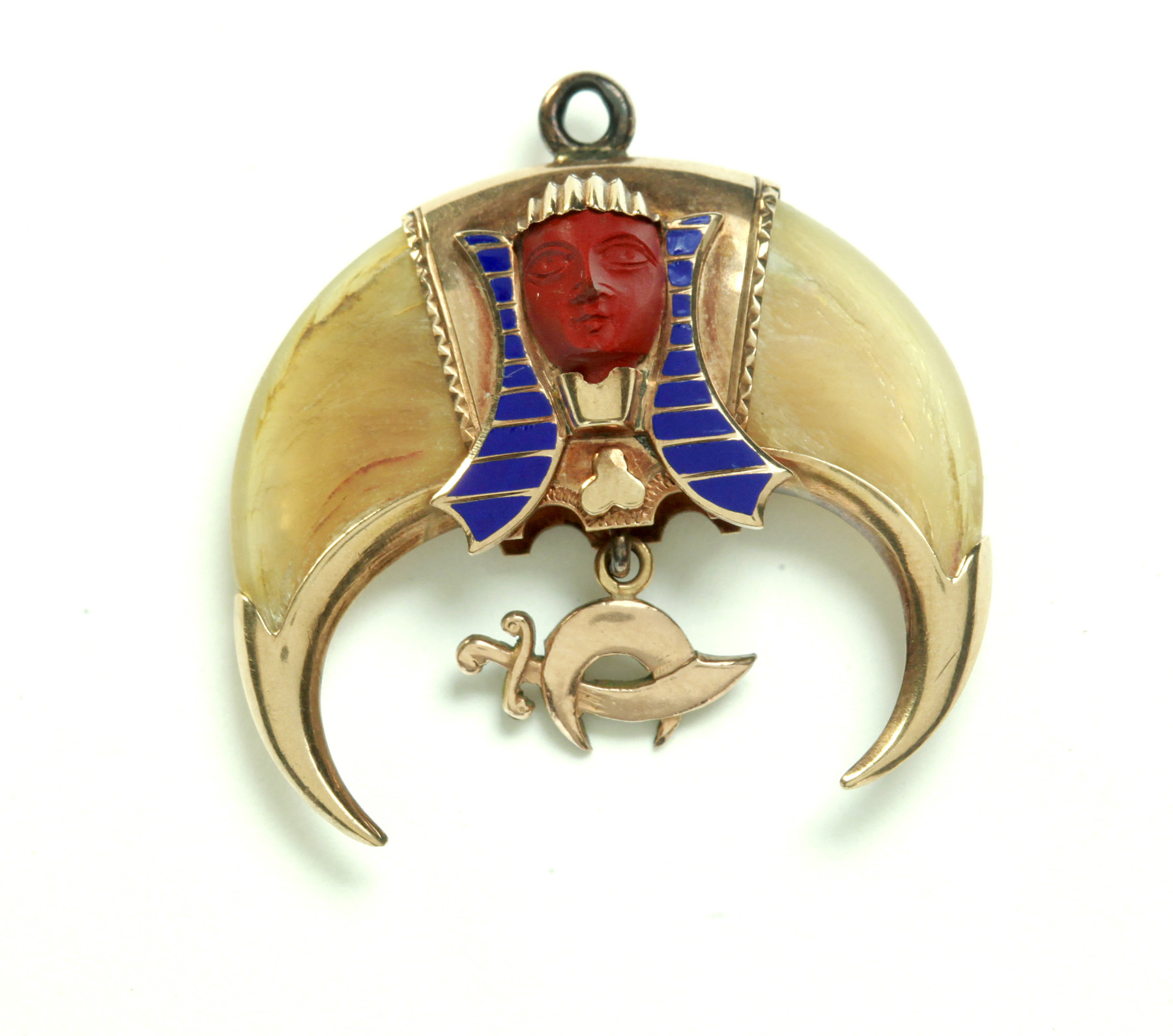 Appraisal: MASONIC FOB American th century Egyptian Revival bear claw charm