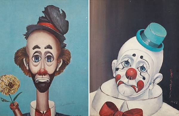 Appraisal: Two Red Skelton signed clown prints Depicting images based on