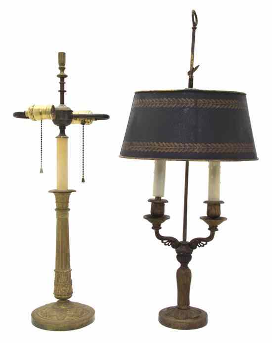 Appraisal: An Empire Style Bronze Candlestick of Corinthian columnar form over