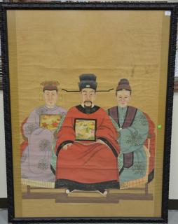 Appraisal: Large framed Chinese watercolor on paper portrait paintings of three