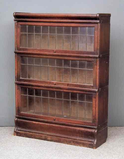 Appraisal: A s Globe Wernicke oak three tier sectional bookcase with