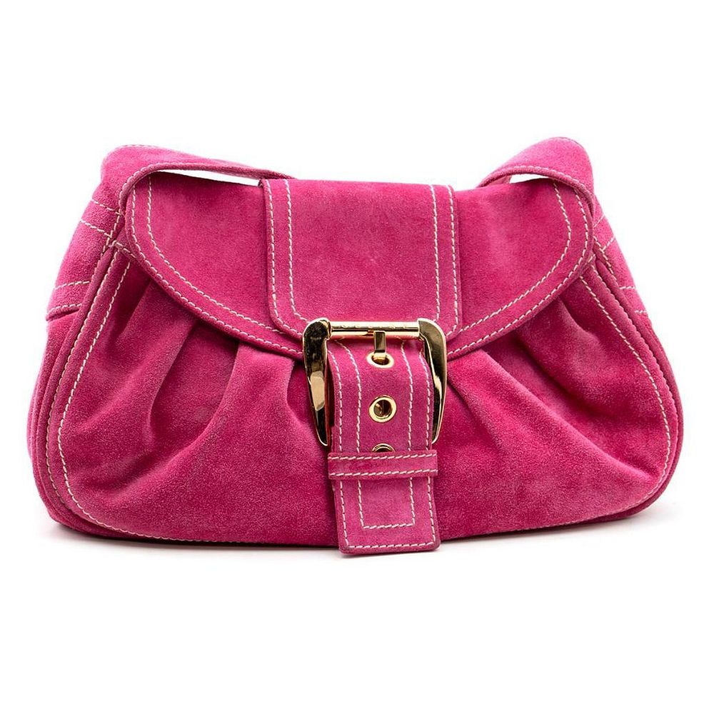 Appraisal: Celine pink suede shoulder bag measuring approximately x x in