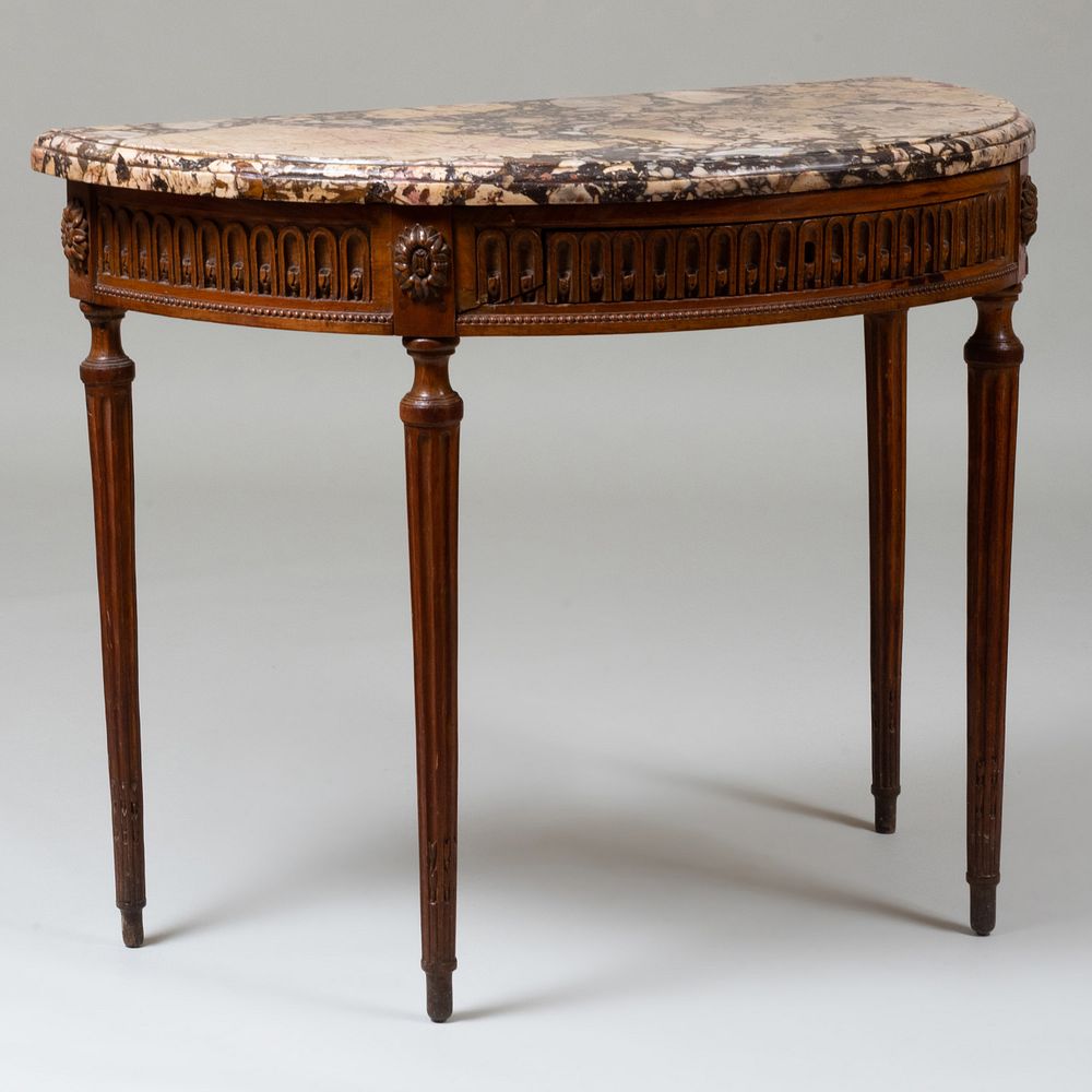 Appraisal: Louis XVI Oak Console Fitted with a marble top fitted