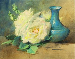 Appraisal: Watercolor Blanche Odin Blanche Odin French - Still Life with