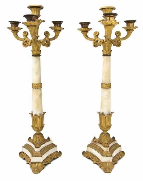 Appraisal: A Pair of Louis XVI Style Gilt Bronze and Marble