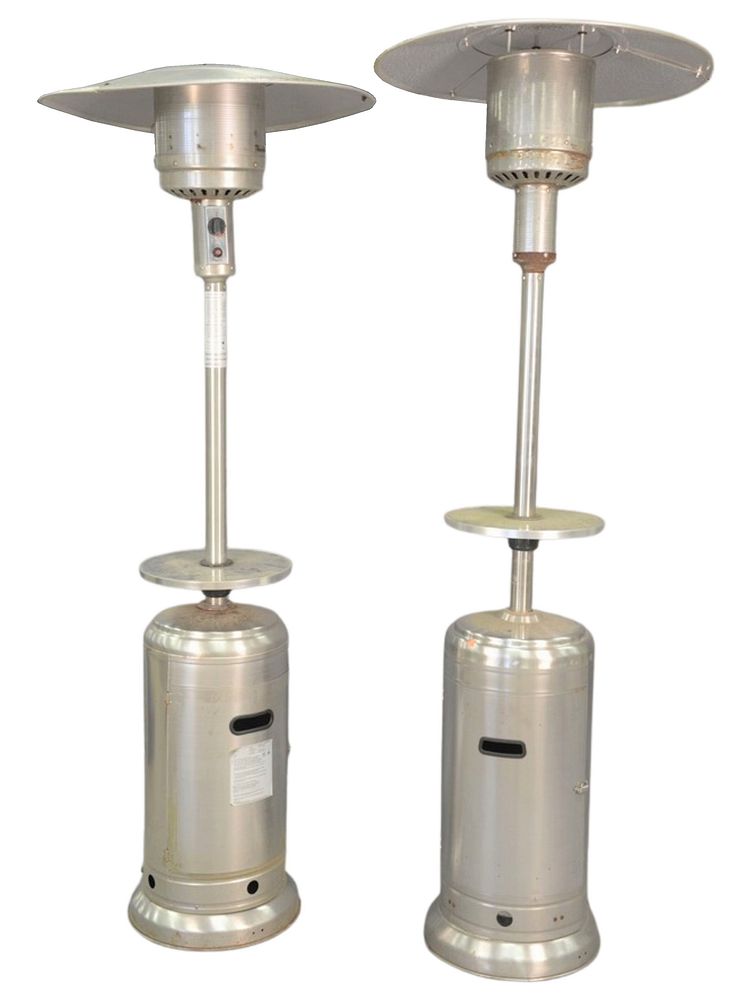 Appraisal: Pair Propane Outdoor Stainless Steel Heaters height inches Pair Propane