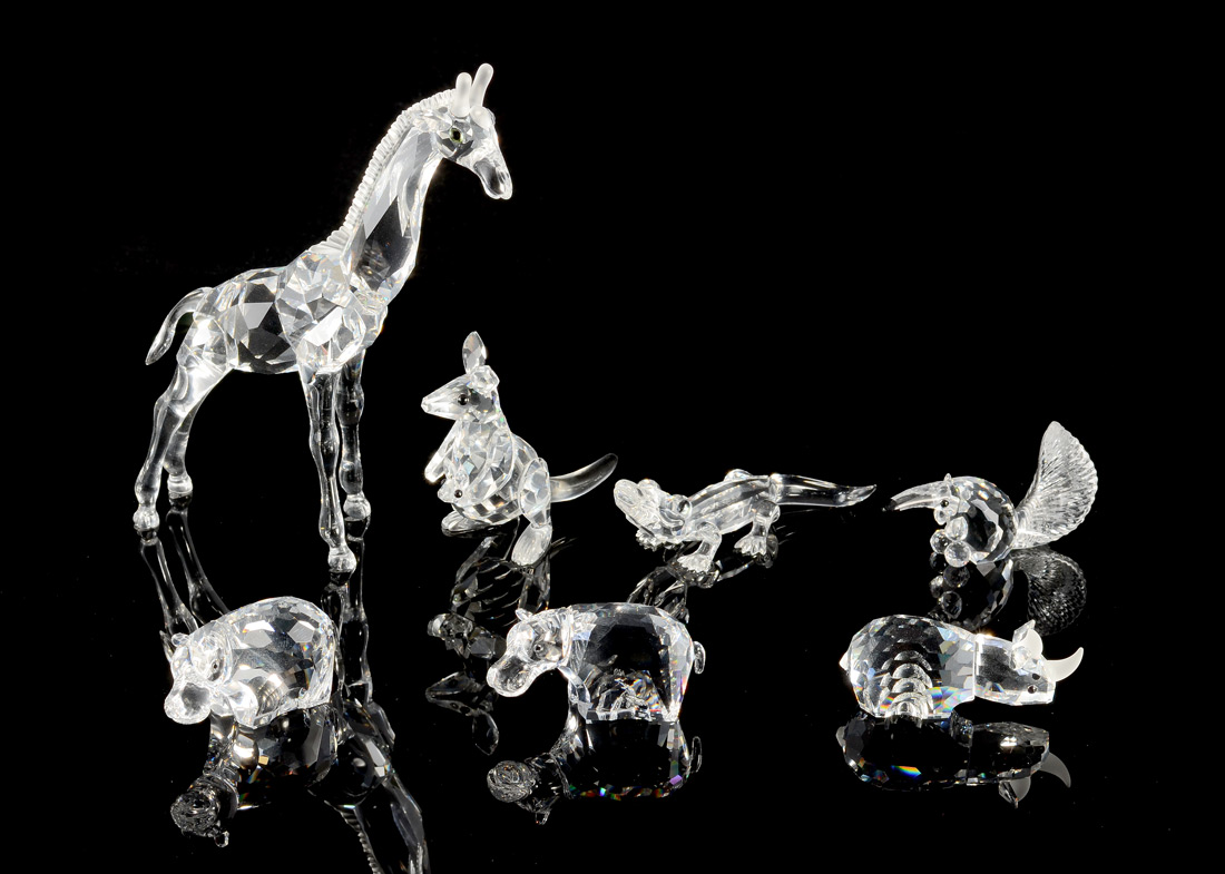 Appraisal: SWAROVSKI CRYSTAL FIGURINES piece to include BABY GIRAFFE Michael Stamey