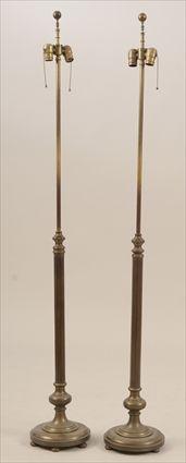 Appraisal: Pair of Brass Columnar Floor Lamps ft in