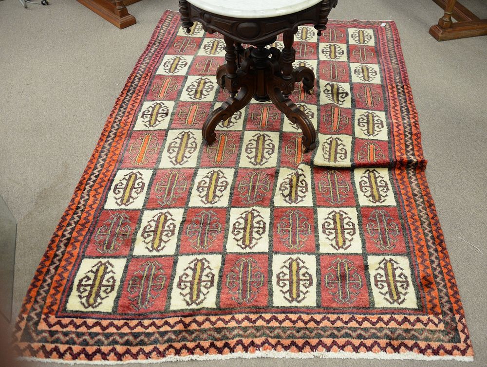 Appraisal: Oriental throw rug ' x ' Oriental throw rug '