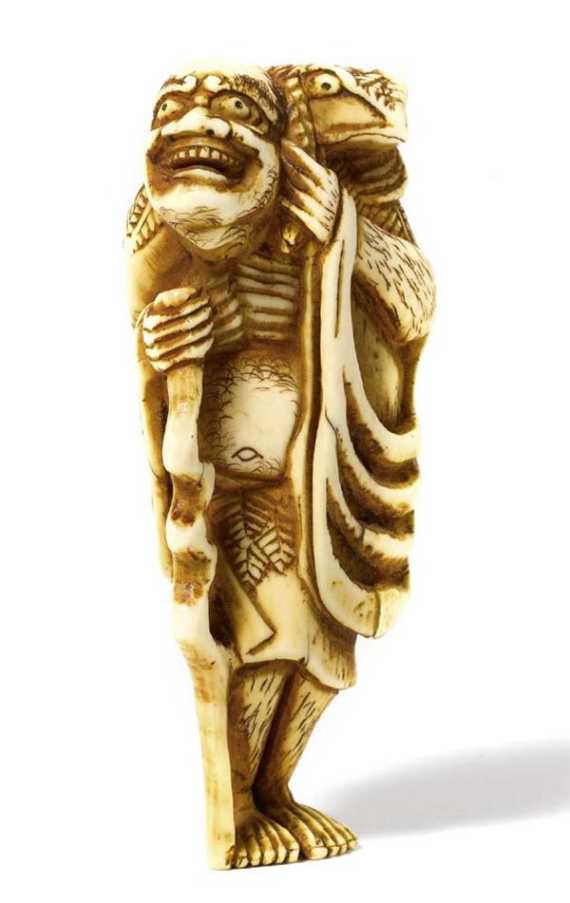 Appraisal: NETSUKE Japan H cm Elfenbein Gama Sennin mit seiner Kr