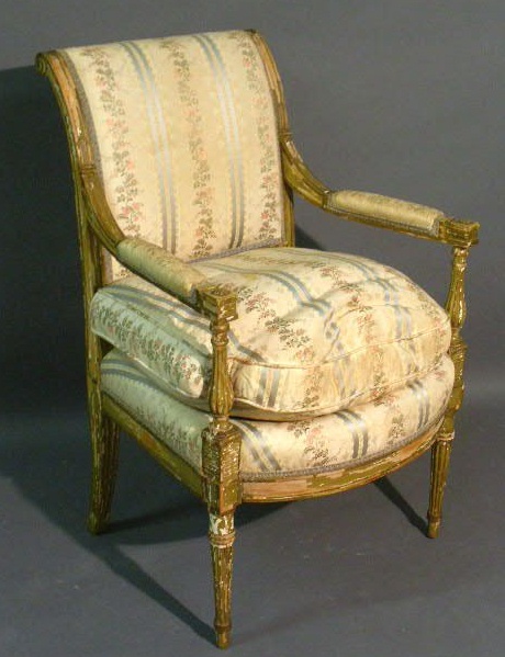 Appraisal: French style gilt open armchair h x w x d