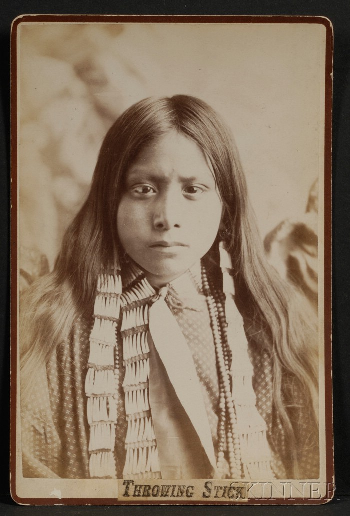 Appraisal: Cabinet Card Photograph of Throwing Stick an Indian child wearing