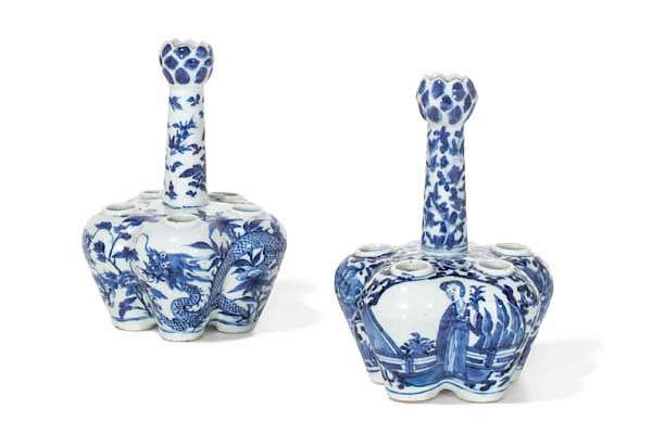 Appraisal: Two Chinese blue and white porcelain crocus vases Two Chinese