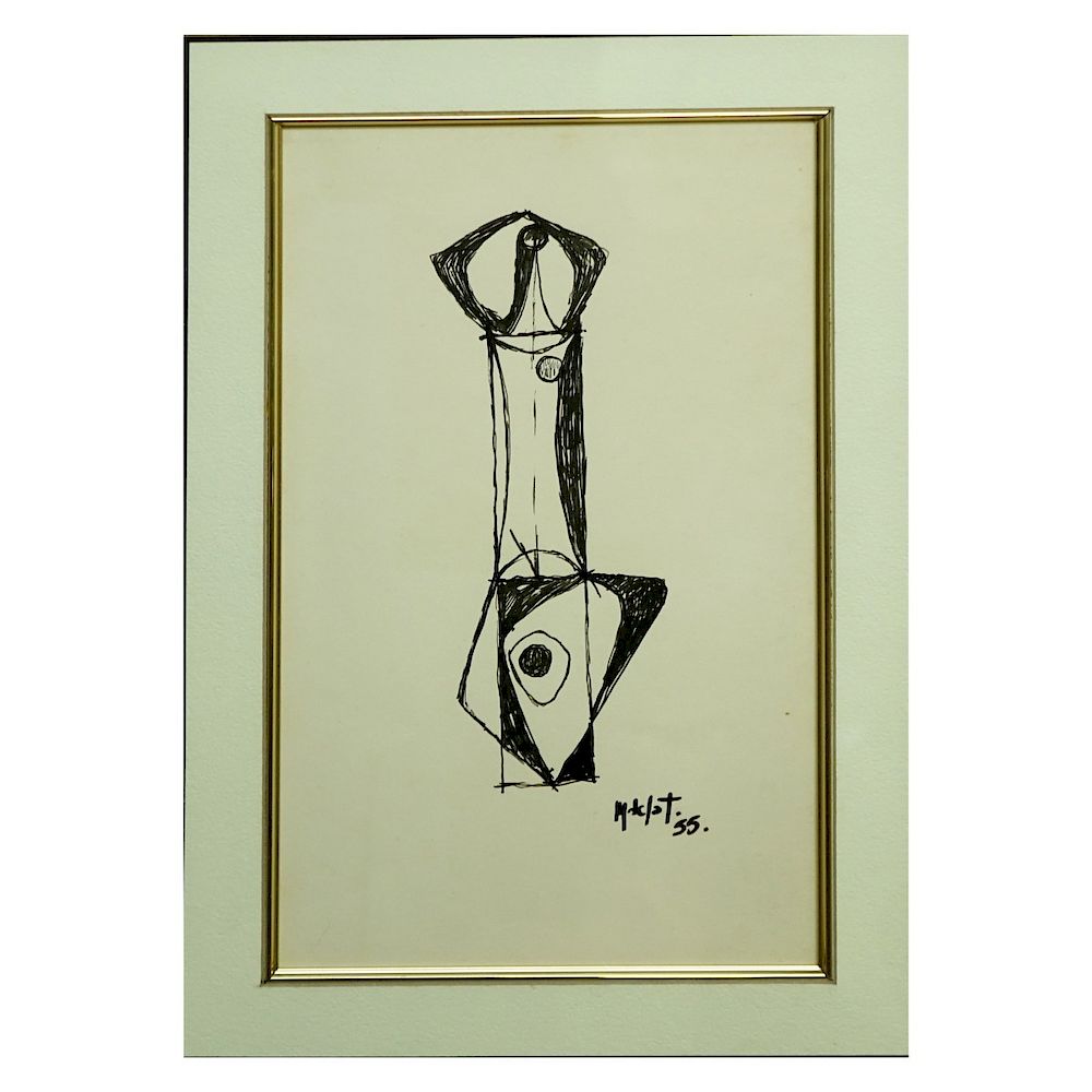 Appraisal: Mid Century Venezuelan Ink Drawing Mid Century Venezuelan Ink Drawing