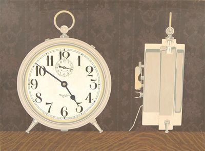 Appraisal: Clock' an acrylic on board painting by Robert Young dated