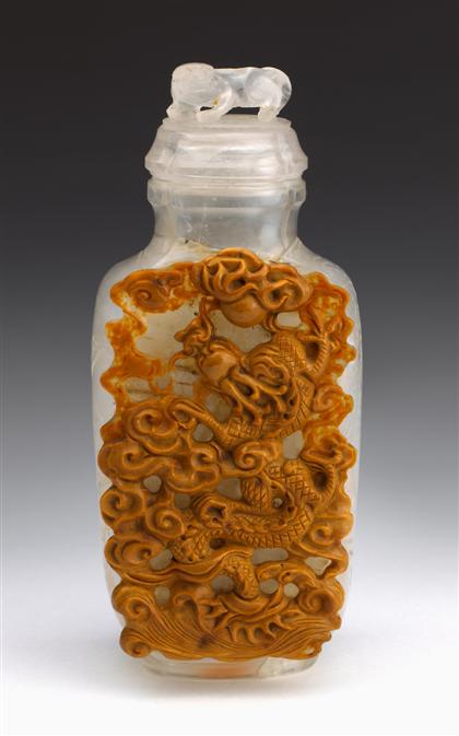 Appraisal: Chinese cameo carved rock crystal covered vase th centruy