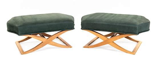 Appraisal: John Hutton American - X-Base Benches Pair Donghia Late th