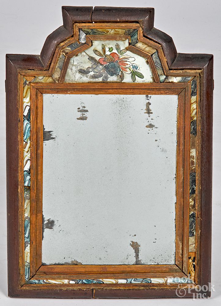 Appraisal: Stained pine courting mirror Stained pine courting mirror mid th