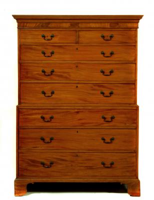 Appraisal: A GEORGE III MAHOGANY CHEST ON CHEST th century the