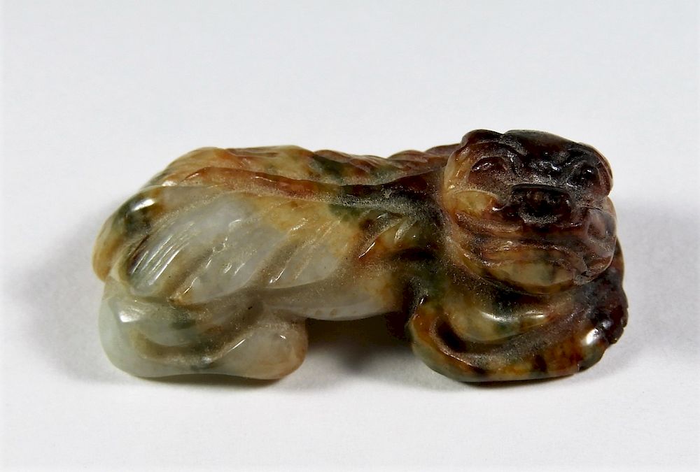 Appraisal: Chinese Qing Dynasty Russet Jade Carved Dog China Qing Dynasty