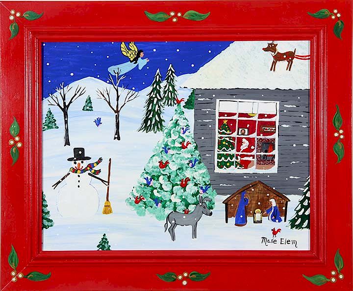 Appraisal: Outsider Art Marie Elem Christmas Time Elem Marie b Christmas