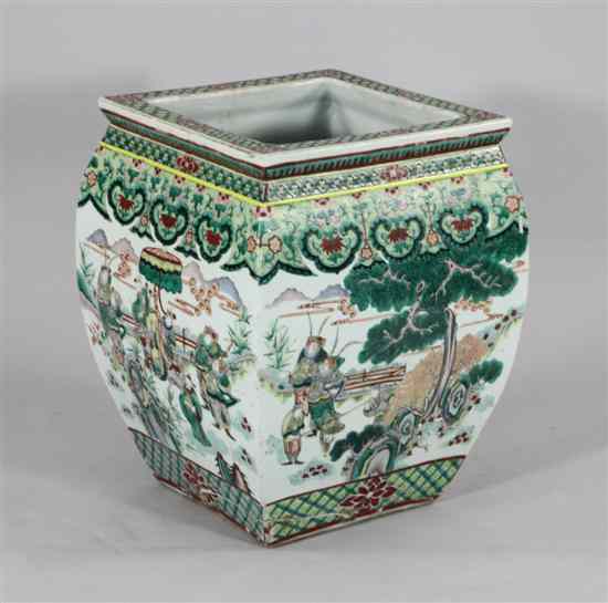 Appraisal: A large Chinese famille verte square jardiniere late th early