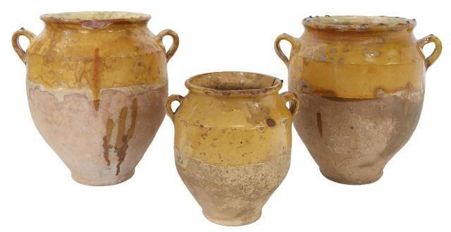 Appraisal: lot of French yellow glazed earthenware confit jars each having