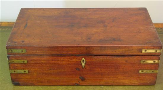 Appraisal: th Century mahogany writing slope the interior with inkwells and