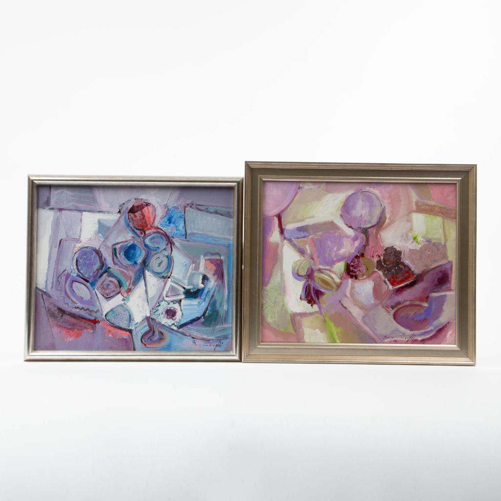 Appraisal: TWO ABSTRACT OIL ON CANVAS WORKS BY BERNARDII Two untitled