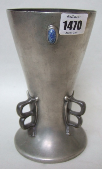 Appraisal: A Tudric pewter vase by Liberty Co the body inset