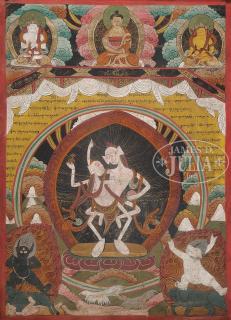 Appraisal: CITIPATI THANGKA Tibet th th century The dancing skeletons in