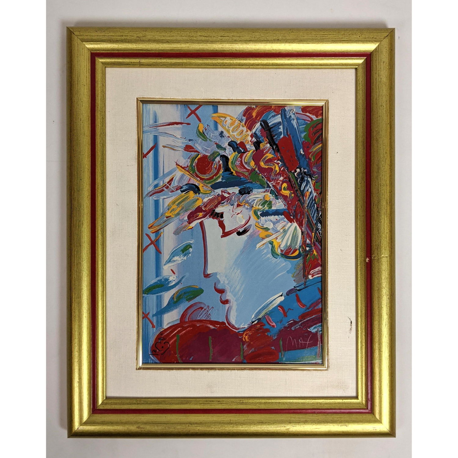 Appraisal: PETER MAX Framed Porcelain Plaque Blushing Beauty Franklin Mint Dimensions