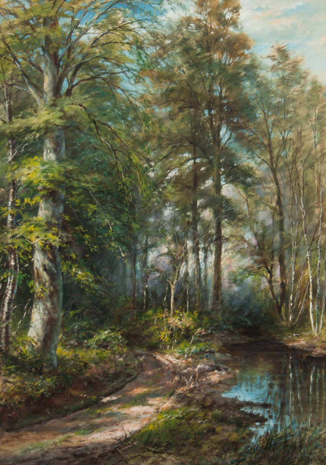 Appraisal: William Bucklin Woodland Path watercolor William Savery Bucklin American -