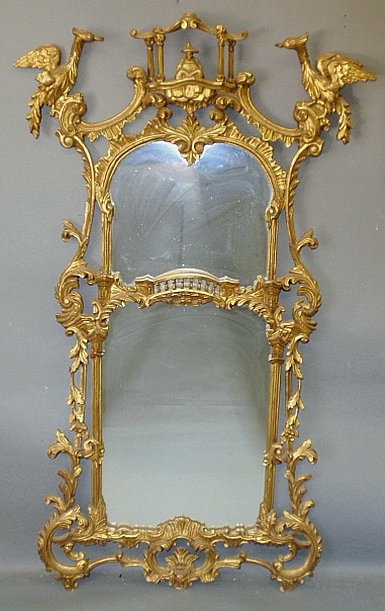 Appraisal: - Large Chinese Chippendale style carved gilt mirror th c